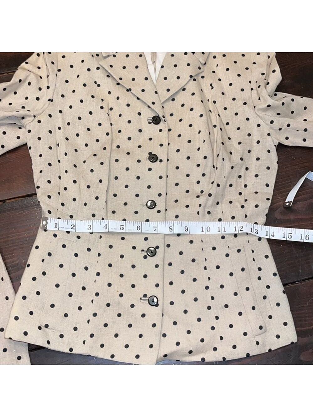 Vintage 50s 60s polka dot skirt and jacket / blouse • modest • suit • 70s • - Picture 6 of 13